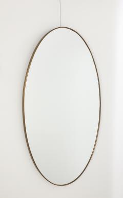 Italian Modernist Oval Brass Mirror Circa 1950 - 4425137