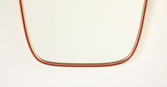 Italian Modernist Red Metal and Brass Framed Mirror circa 1950 - 4430396