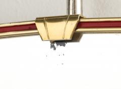 Italian Modernist Red Metal and Brass Framed Mirror circa 1950 - 4430399