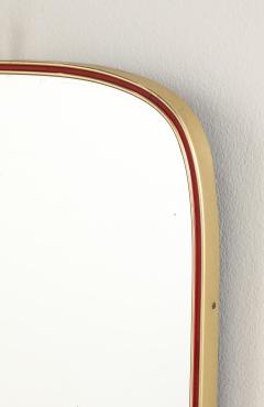 Italian Modernist Red Metal and Brass Framed Mirror circa 1950 - 4430400