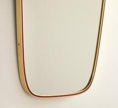 Italian Modernist Red Metal and Brass Framed Mirror circa 1950 - 4430403