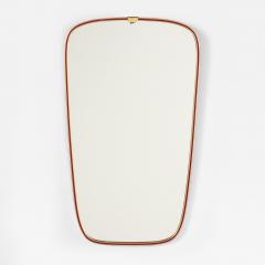 Italian Modernist Red Metal and Brass Framed Mirror circa 1950 - 4434802