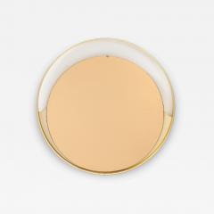 Italian Modernist Round Brass Mirror with Rose Gold Glass - 4739787