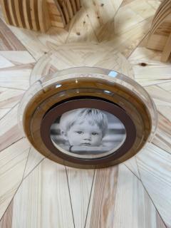 Italian Modernist Round Lucite Picture Frame 1970s - 4776882