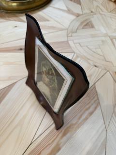 Italian Modernist Sculptural Brown Leather Picture Frame - 4761281