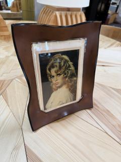 Italian Modernist Sculptural Brown Leather Picture Frame - 4761283