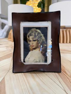 Italian Modernist Sculptural Brown Leather Picture Frame - 4761284