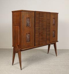 Italian Modernist Sculptural Cerused Oak Dry Bar Cabinet circa 1940 - 4783688
