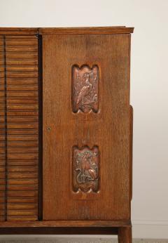 Italian Modernist Sculptural Cerused Oak Dry Bar Cabinet circa 1940 - 4783717
