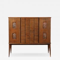 Italian Modernist Sculptural Cerused Oak Dry Bar Cabinet circa 1940 - 4791840