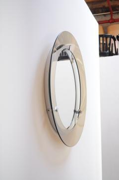 Italian Modernist Smoked Glass Circular Wall Mirror by Veca - 3492544