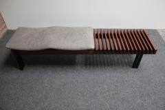 Italian Modernist Teak and Leather Bench by Inge and Luciano Rubino - 3047309