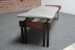 Italian Modernist Teak and Leather Bench by Inge and Luciano Rubino - 3047311