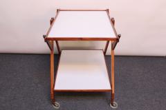 Italian Modernist Two Tier Walnut Bar Cart Trolley on Casters - 2801280