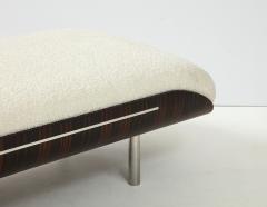 Italian Modernist Vintage Macassar Ebony and Chrome Long Upholstered Bench - 2132968