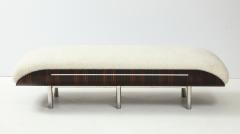 Italian Modernist Vintage Macassar Ebony and Chrome Long Upholstered Bench - 2132969