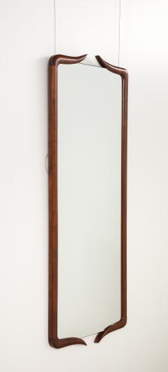 Italian Modernist Walnut Wall Mirror Italy circa 1950 - 4423285