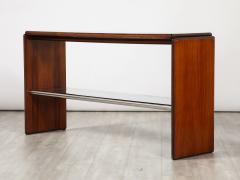 Italian Modernist Wood and Chrome Console Table Italy circa 1960 - 3525031