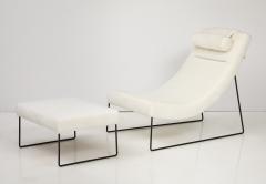Italian Modernist Wrought Iron Chaise and Ottoman Italy circa 1960 - 3452854