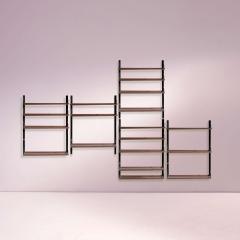 Italian Modular Wall Shelving System in Black Steel and Bronze 1970s - 4571512