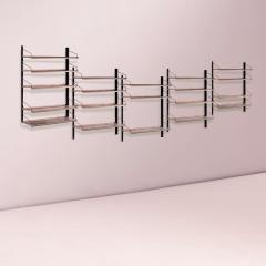 Italian Modular Wall Shelving System in Black Steel and Bronze 1970s - 4571530
