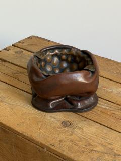 Italian Molded Leather and Copper Ashtray - 4603002