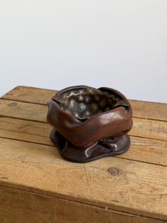 Italian Molded Leather and Copper Ashtray - 4603004