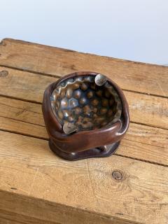 Italian Molded Leather and Copper Ashtray - 4603006