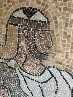 Italian Mosaic Tile Wall Plaque or Table Top of a Centurion in Wood Carved Frame - 3508404