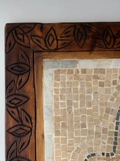 Italian Mosaic Tile Wall Plaque or Table Top of a Centurion in Wood Carved Frame - 3508409