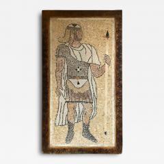 Italian Mosaic Tile Wall Plaque or Table Top of a Centurion in Wood Carved Frame - 3508820
