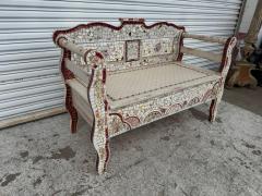 Italian Mosaic Wooden Bench with Seat Storage - 4415927