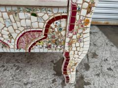 Italian Mosaic Wooden Bench with Seat Storage - 4416026