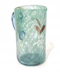 Italian Mottled Murano Glass Modern Pitcher Jug with Acqua Green Red Murrine - 3188223