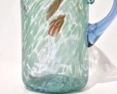 Italian Mottled Murano Glass Modern Pitcher Jug with Acqua Green Red Murrine - 3188225