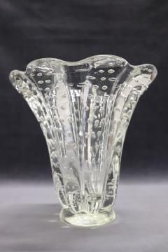 Italian Murano Art Glass Transparent Vase by Barovier Bullicante Model 1950s - 3427949