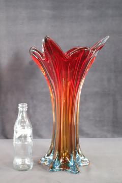 Italian Murano Artistic Glass Red Tall Vase 1960s - 3602624