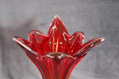 Italian Murano Artistic Glass Red Tall Vase 1960s - 3602627