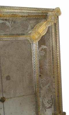 Italian Murano Etched Floral Design Wall Mirror - 2689450