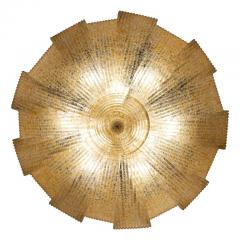 Italian Murano Glass Gold Leaves Modern Flush Mount or Ceiling Light - 3659425