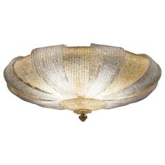 Italian Murano Glass Gold Leaves Modern Flushmount or Ceiling Light - 1836719