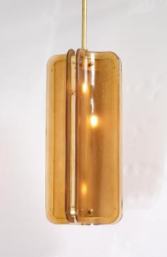 Italian Murano Glass Pendant Chandelier in Cognac Colored Glass and Brass - 4617560