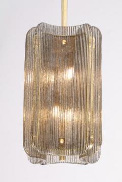 Italian Murano Glass Pendant Chandelier in Smoke Taupe Textured Glass and Brass - 4617700