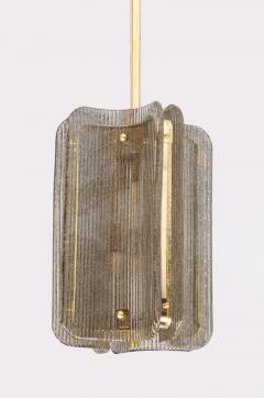 Italian Murano Glass Pendant Chandelier in Smoke Taupe Textured Glass and Brass - 4617704