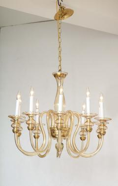 Italian Murano Glass and Brass 1950s Ten Arm Chandelier - 2505640