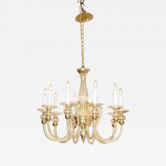 Italian Murano Glass and Brass 1950s Ten Arm Chandelier - 2510417