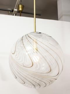 Italian Murano Glass and Brass Globe Chandelier circa 1960 - 3089507