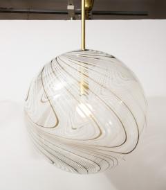 Italian Murano Glass and Brass Globe Chandelier circa 1960 - 3089508