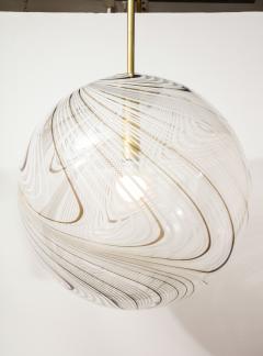 Italian Murano Glass and Brass Globe Chandelier circa 1960 - 3089509