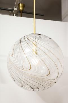 Italian Murano Glass and Brass Globe Chandelier circa 1960 - 3089510